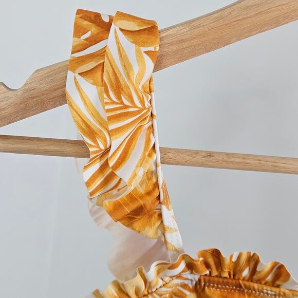 Janie and Jack Yellow One Piece Swimsuit Tropical Palm Bathing Suit | Girl's 6 - Picture 15 of 16